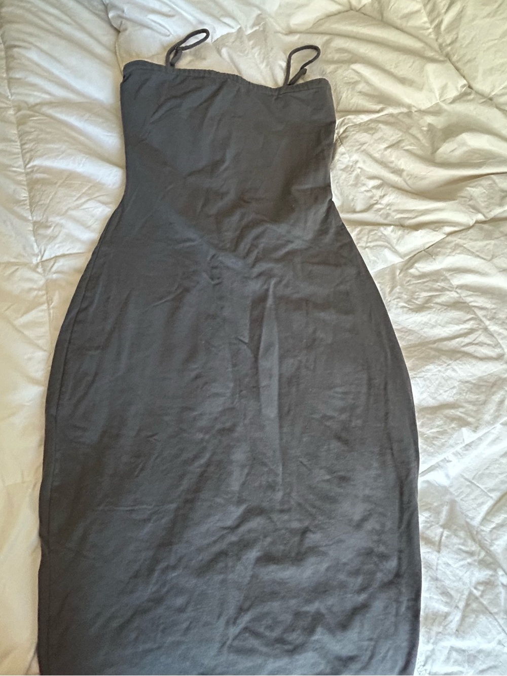 Chaser Gray Bodycon Midi Dress with spaghetti Straps Size Small